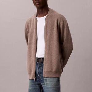 Calvin Klein NWOT Brown Smooth 100% Cotton Sweater Zip Up Bomber Jacket (XXL)